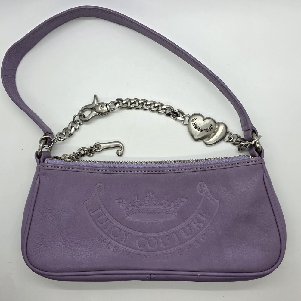 Vintage Y2K Juicy Couture Purple Leather Baguette Bag‎ Purse Love P&G - Picture 6 of 15